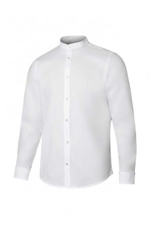 Chemise col mao stretch manches longues homme